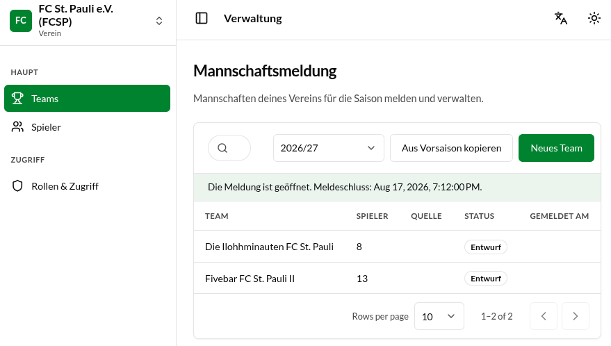 neues Meldetool Screenshot vom neuen Meldetool